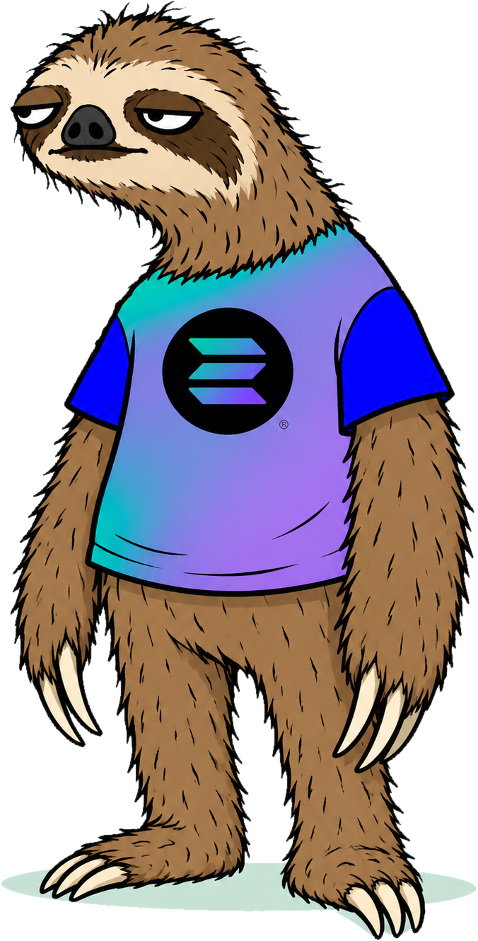 Slo the sloth on a transparent background